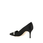 Manolo Blahnik – Black Asapump Satin Kitten Heel Pumps