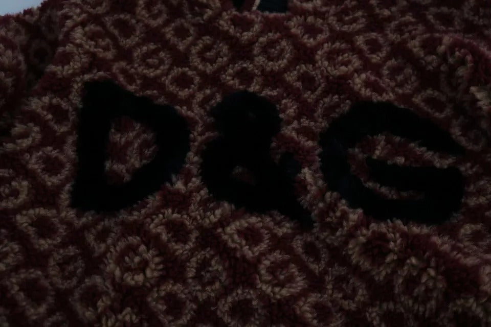 Dolce & Gabbana - Red Beige Wool Oversize Hooded Pullover Sweater