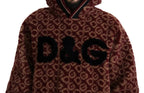 Dolce & Gabbana - Red Beige Wool Oversize Hooded Pullover Sweater