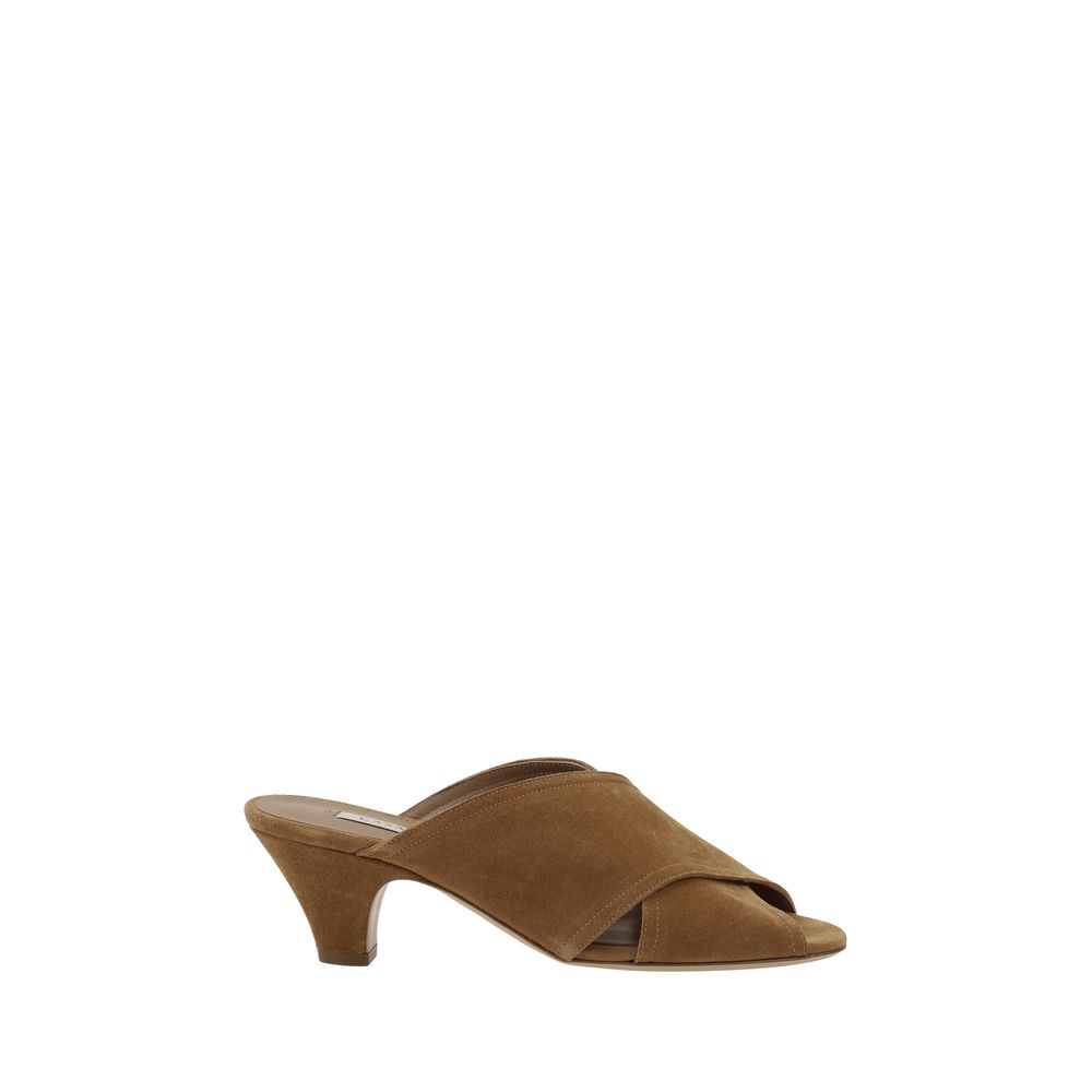 Casadei – Brown Suede Leather Kitten Heel Sandals