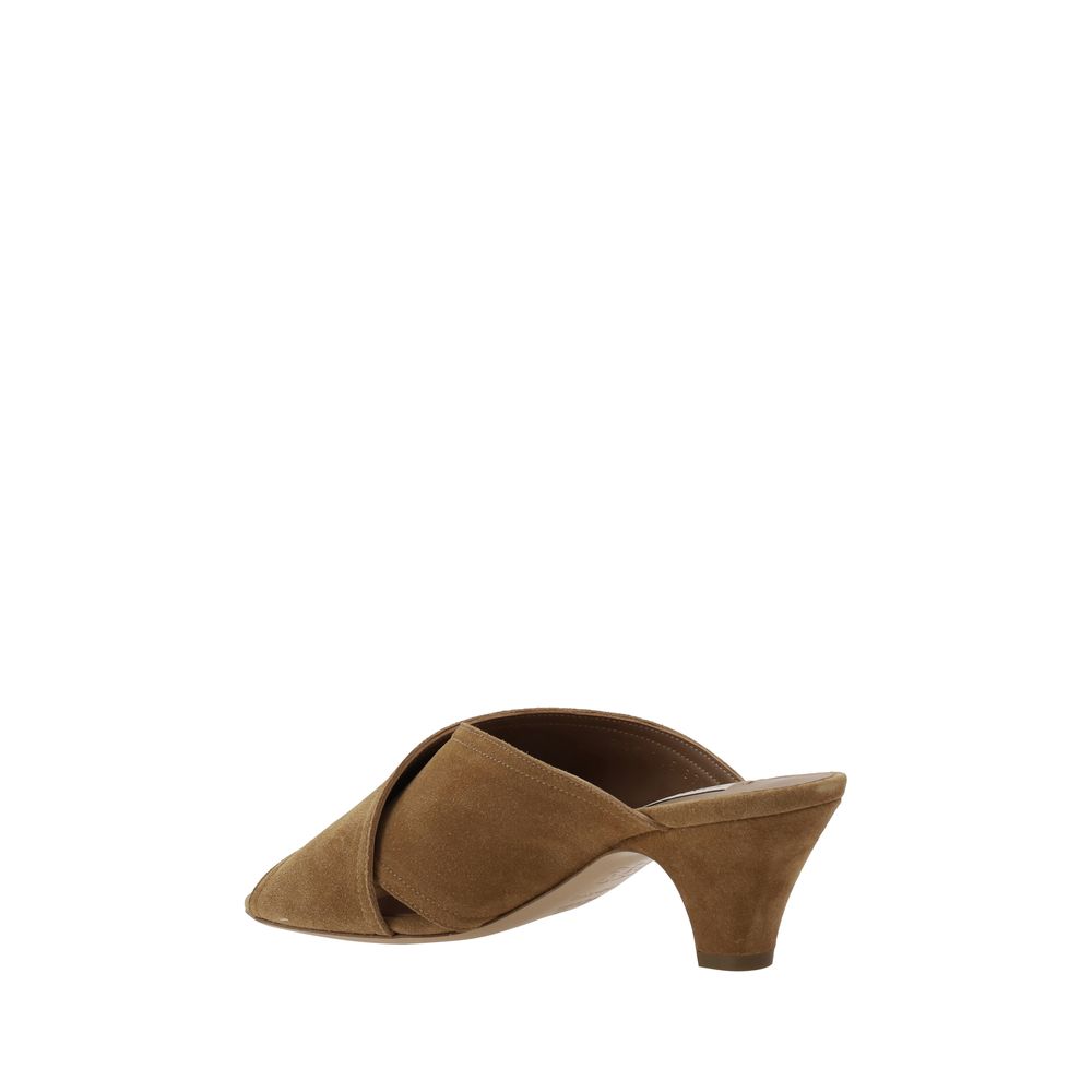 Casadei – Brown Suede Leather Kitten Heel Sandals