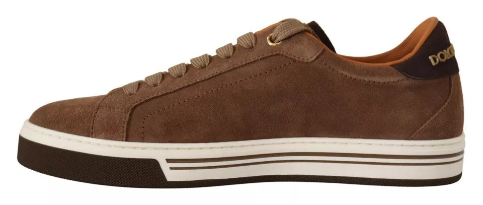 Dolce & Gabbana - Brown Suede Logo Low Top Sneakers