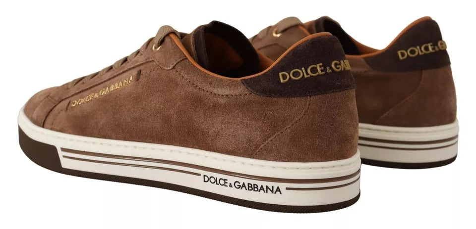Dolce & Gabbana - Brown Suede Logo Low Top Sneakers