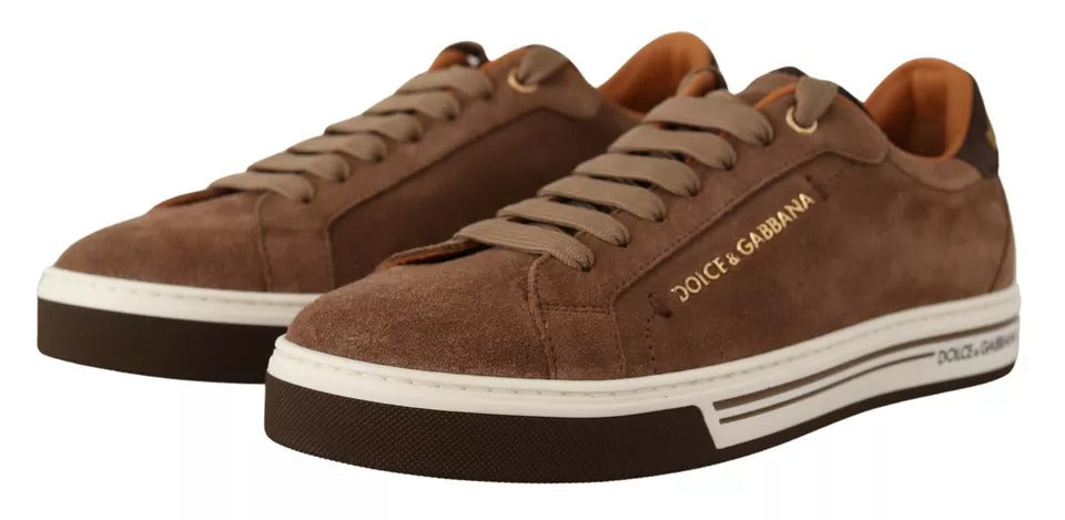 Dolce & Gabbana - Brown Suede Logo Low Top Sneakers