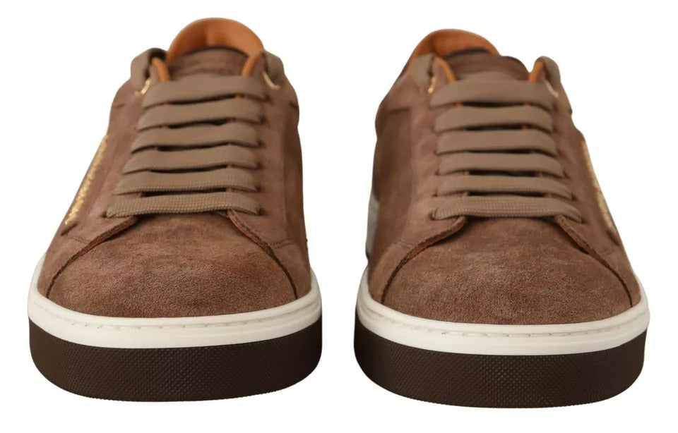 Dolce & Gabbana - Brown Suede Logo Low Top Sneakers