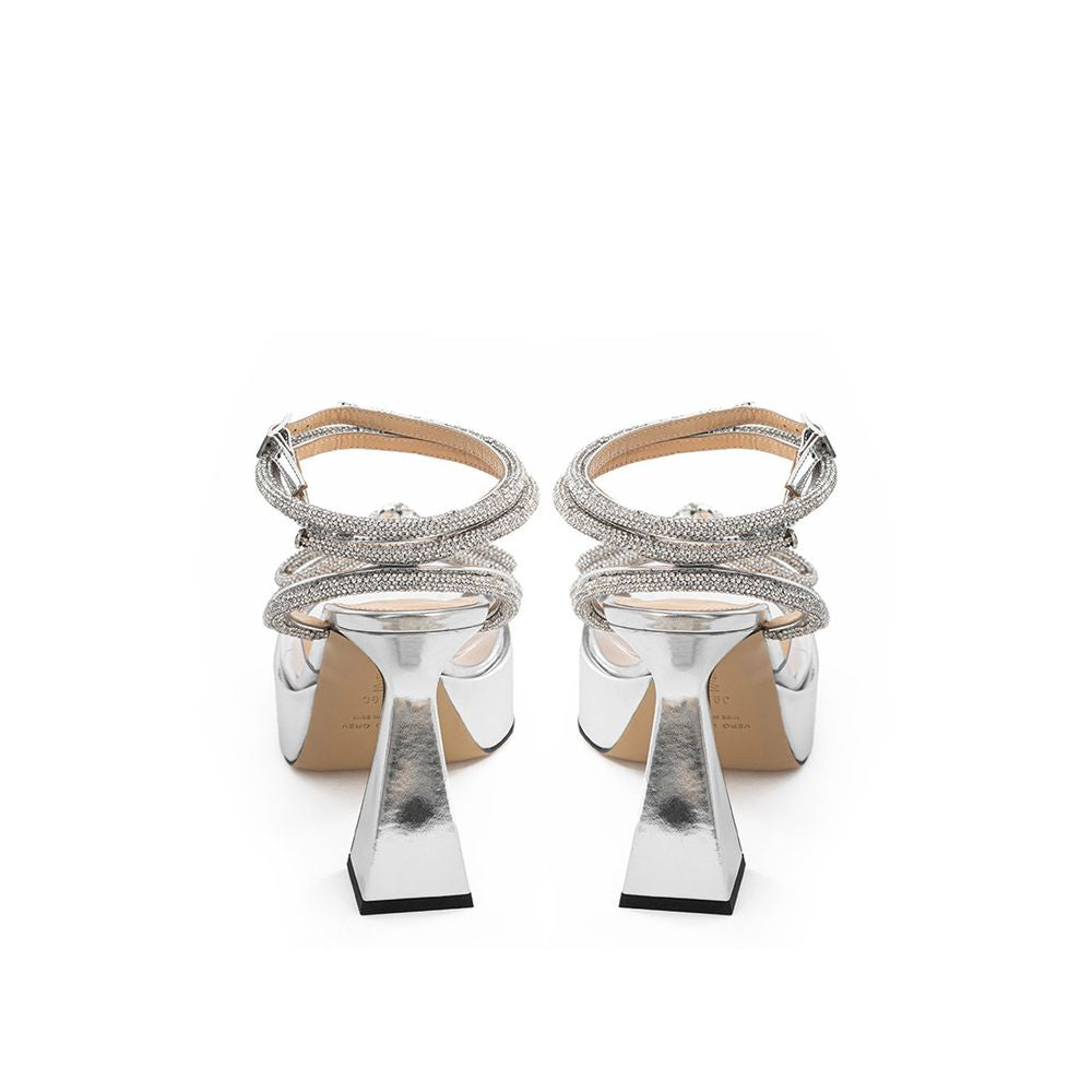 Mach & Mach – Elegant Silver Leather Platforms