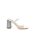 Miu Miu – White Silk Sandals with Glitter Heel