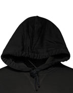 Dolce & Gabbana - Black Cotton Hooded DG Shield Pullover Sweater