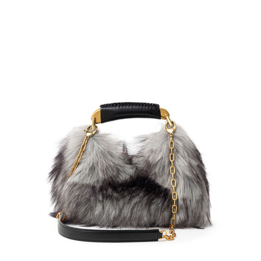 Tom Ford – Eco Fur Gray Leather Hobo Bag