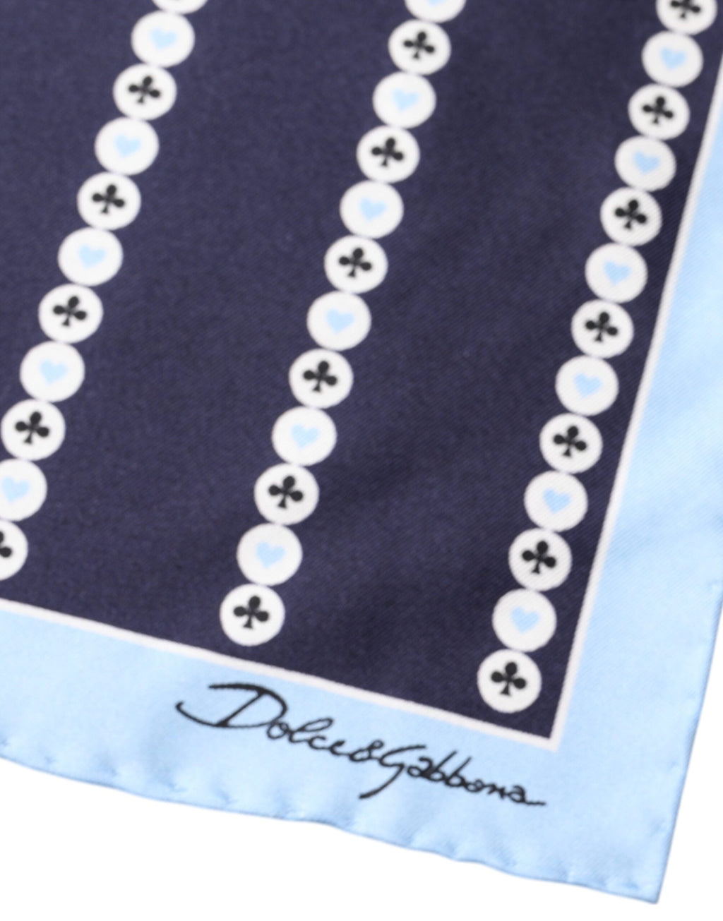 Dolce & Gabbana - Blue Heart Spade Silk Handkerchief Scarf