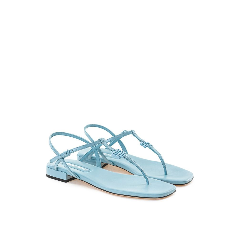Miu Miu – Blue Patent Leather Flip-Flop Sandals