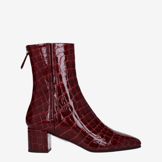 Aquazzura – Croc-Effect Red Leather Ankle Boots