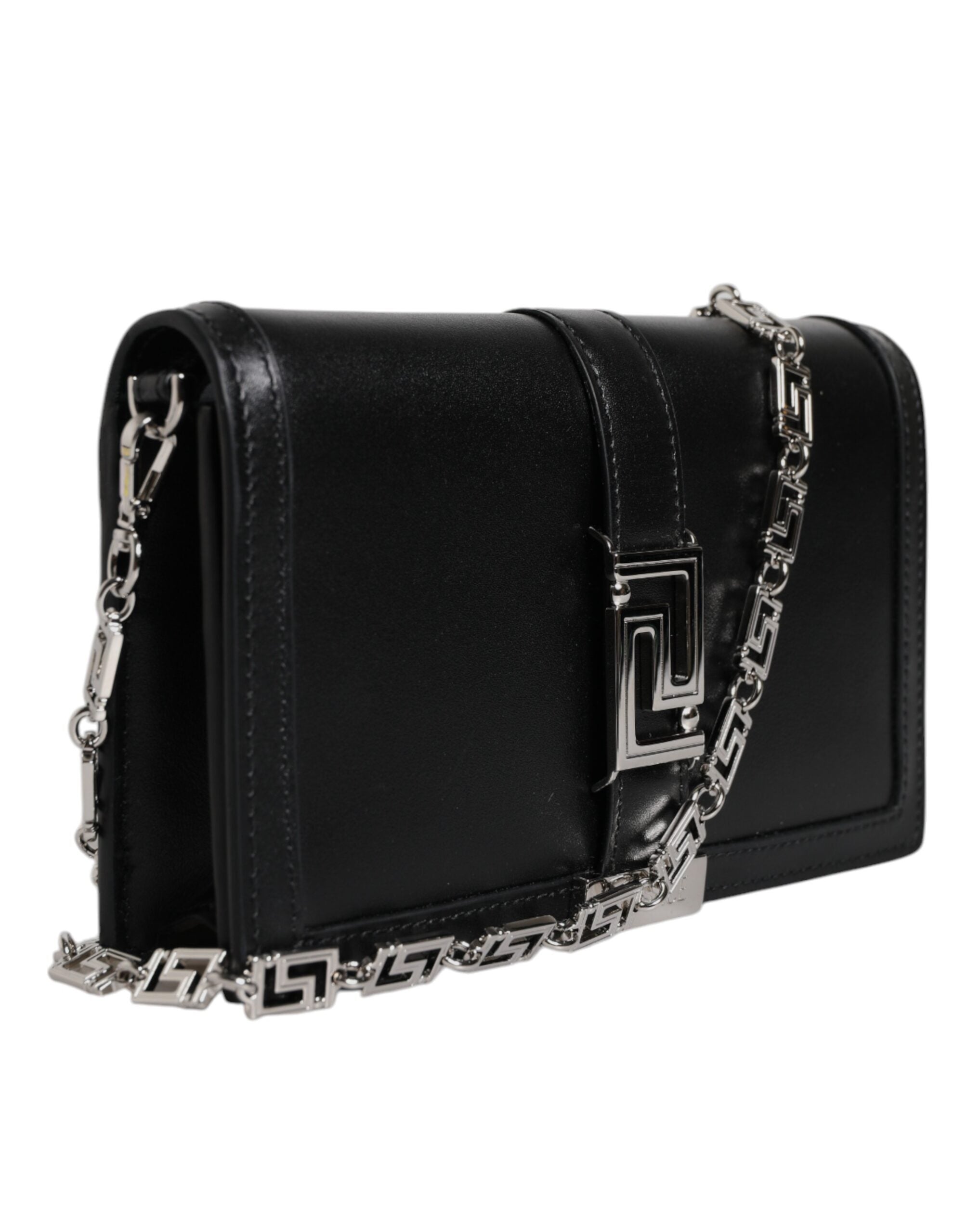 Versace – Black Leather Chain Strap Crossbody Bag