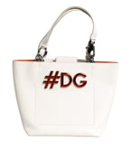 Dolce & Gabbana - White Leather #DG BEATRICE Top Handle Tote Bag