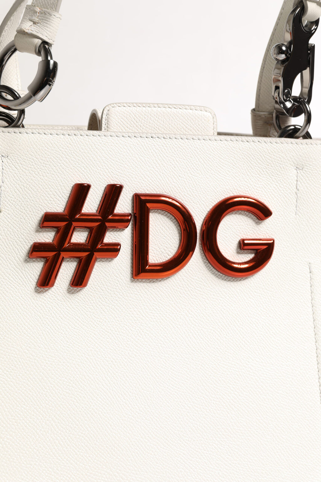 Dolce & Gabbana - White Leather #DG BEATRICE Top Handle Tote Bag