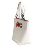 Dolce & Gabbana - White Leather #DG BEATRICE Top Handle Tote Bag