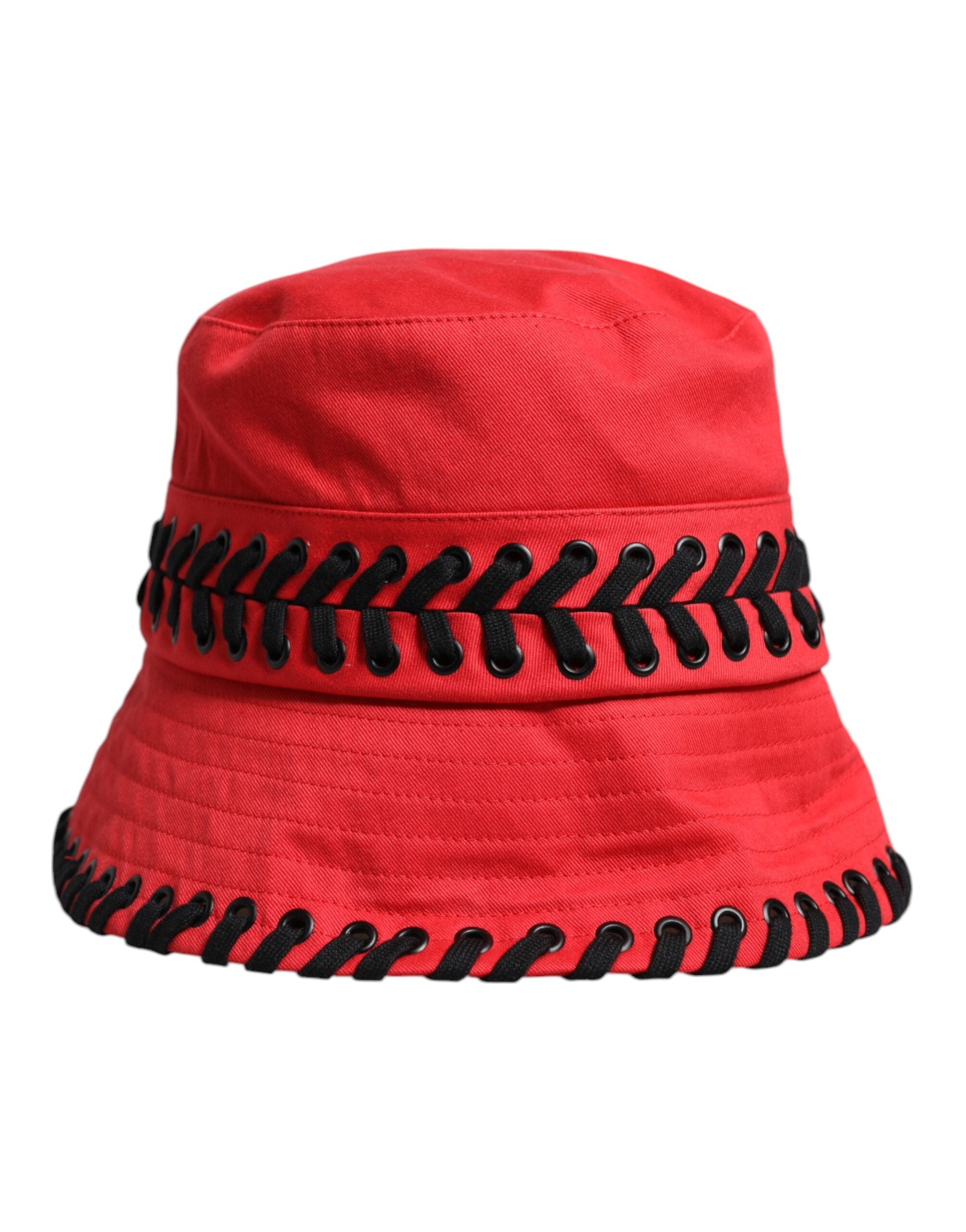 Dolce & Gabbana - Red Lace Polyester Wide Brim Bucket Hat