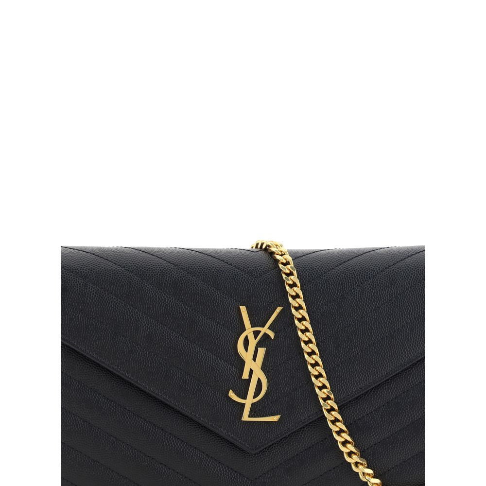 Saint Laurent – Black Monogram Leather Shoulder Bag