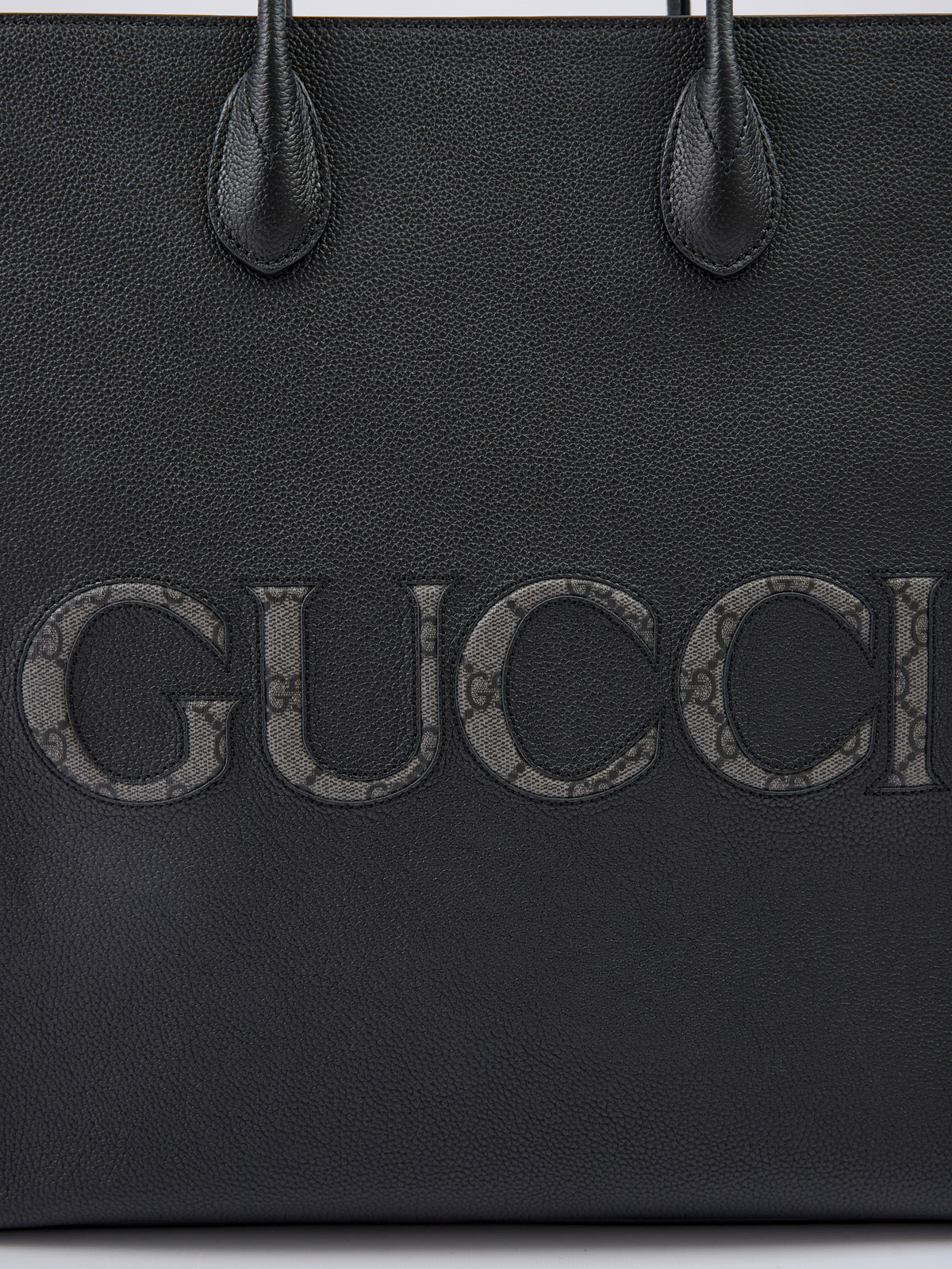 Gucci – Black Leather Medium Logo Tote Bag