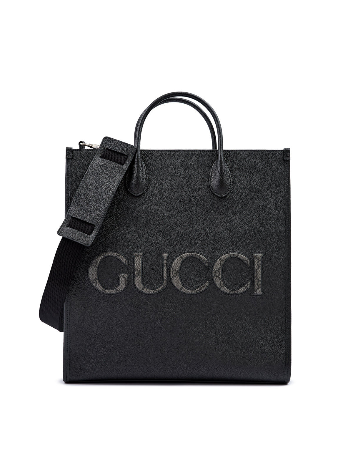 Gucci – Black Leather Medium Logo Tote Bag