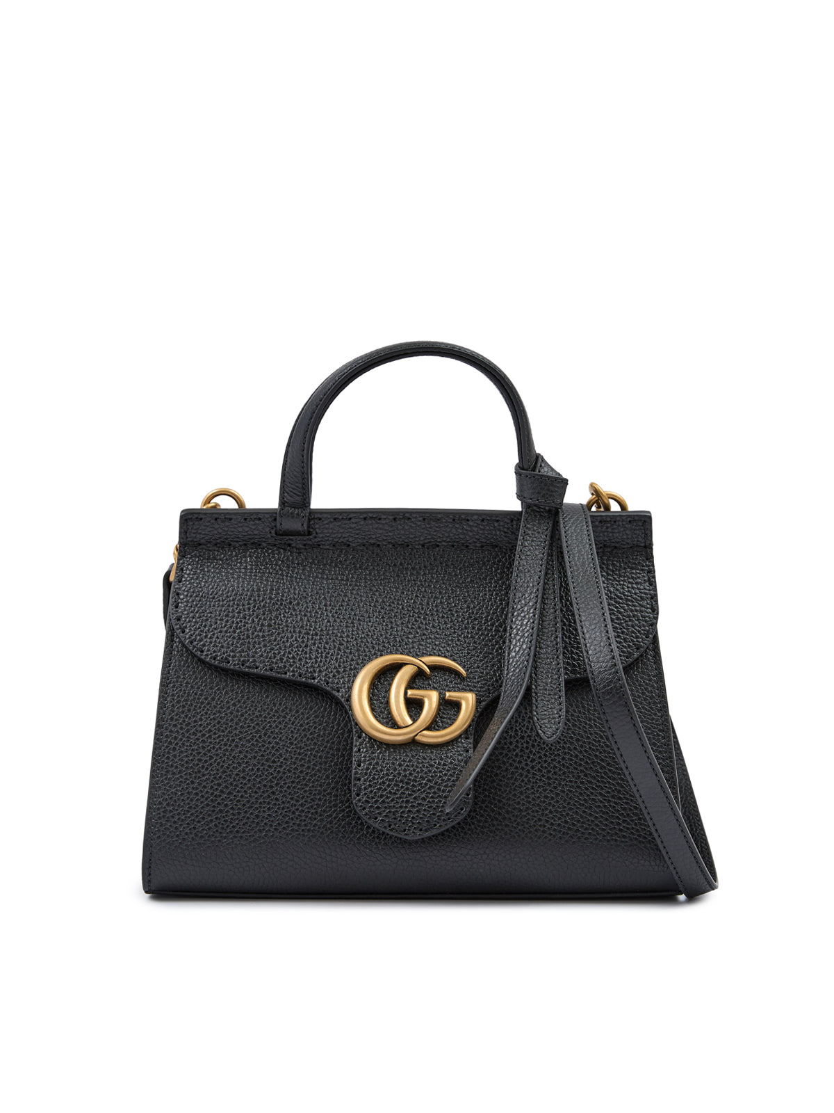 Gucci – Black Leather GG Marmont Handbag