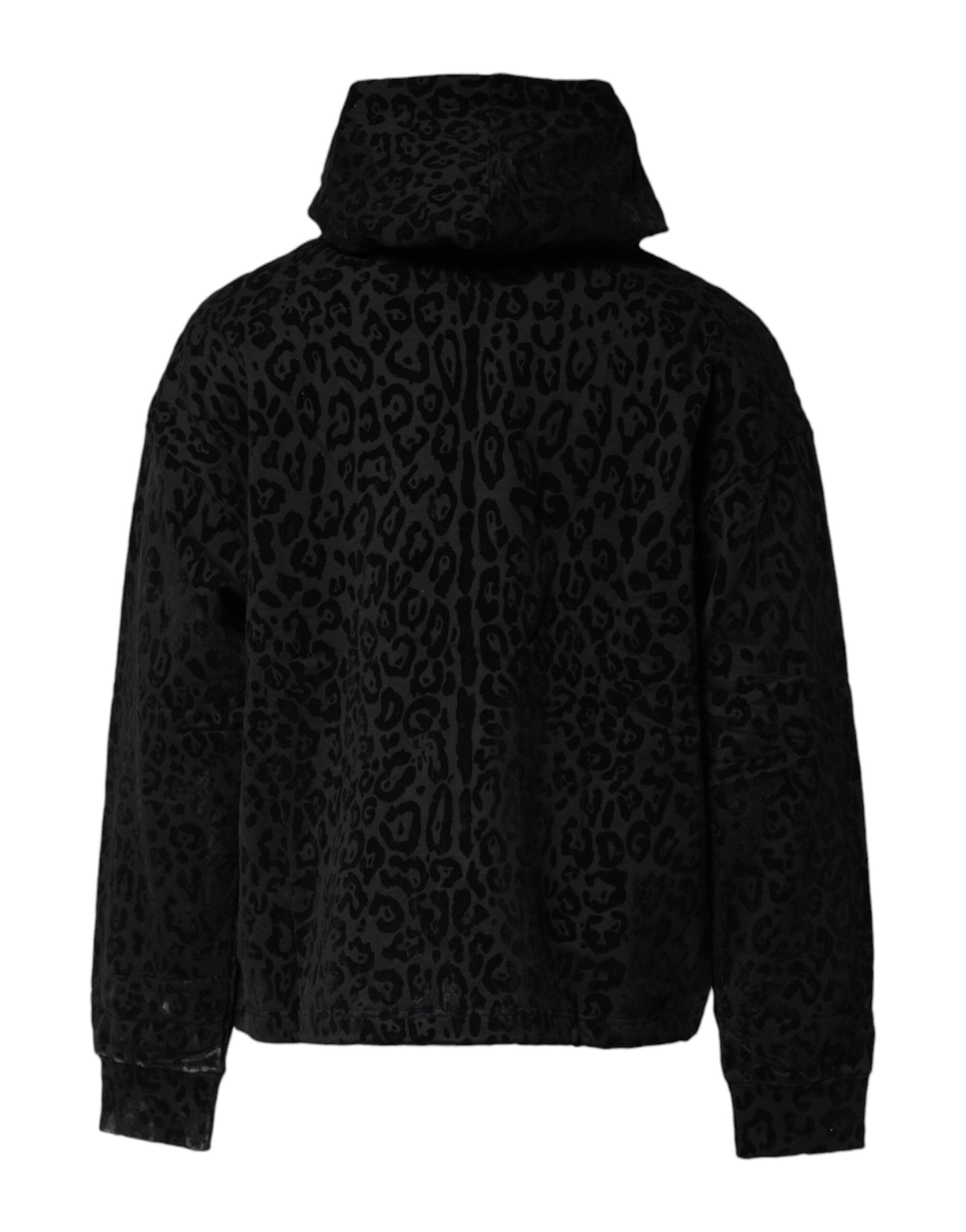 Dolce & Gabbana - Black Leopard Full Zip Hooded Sweatshirt Sweater