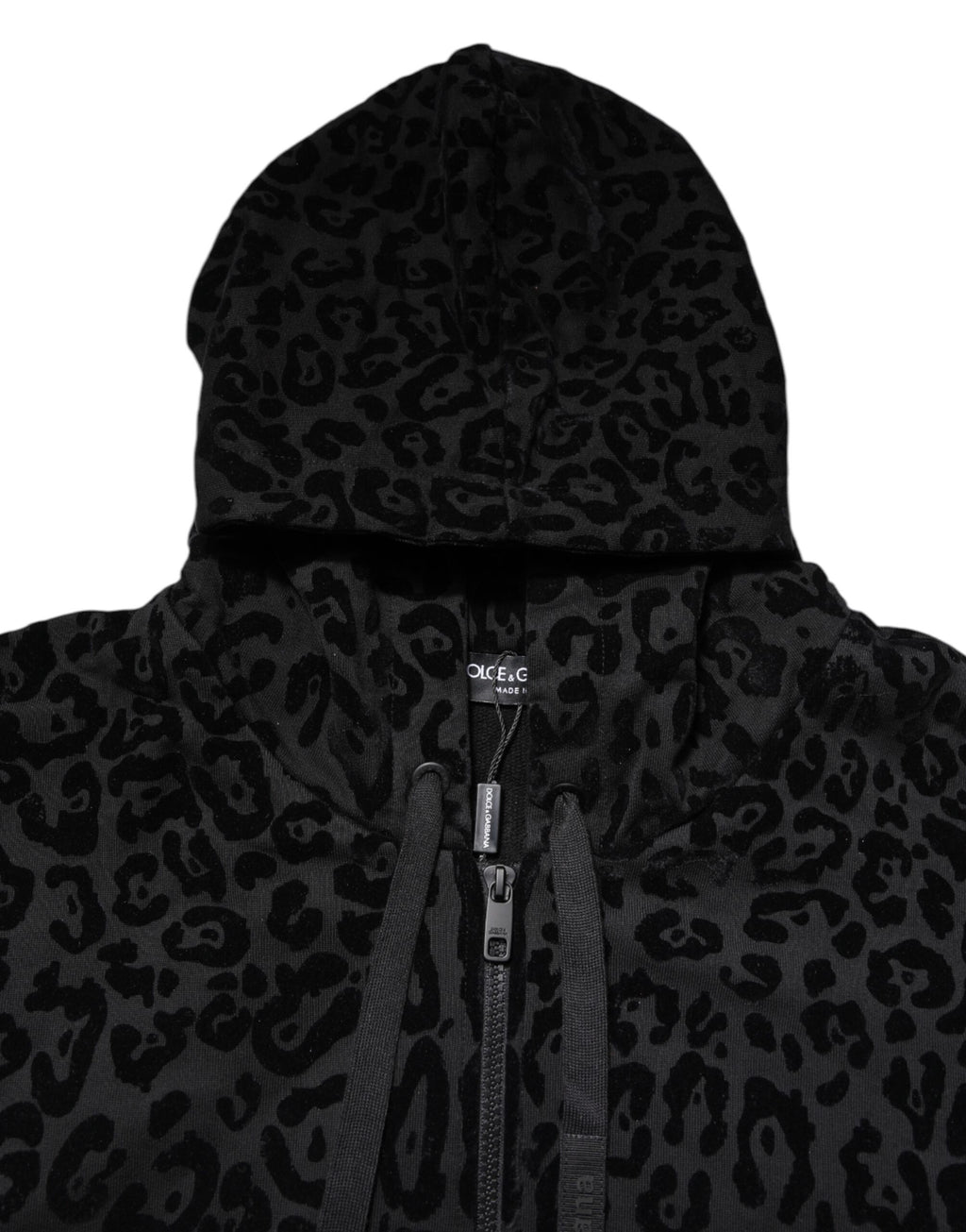 Dolce & Gabbana - Black Leopard Full Zip Hooded Sweatshirt Sweater