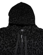 Dolce & Gabbana - Black Leopard Full Zip Hooded Sweatshirt Sweater