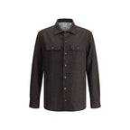 Brunello Cucinelli - Brown Fleece Wool Pattern Shirt