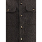 Brunello Cucinelli - Brown Fleece Wool Pattern Shirt