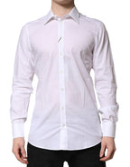 Dolce & Gabbana - White Cotton GOLD Long Sleeves Formal Shirt