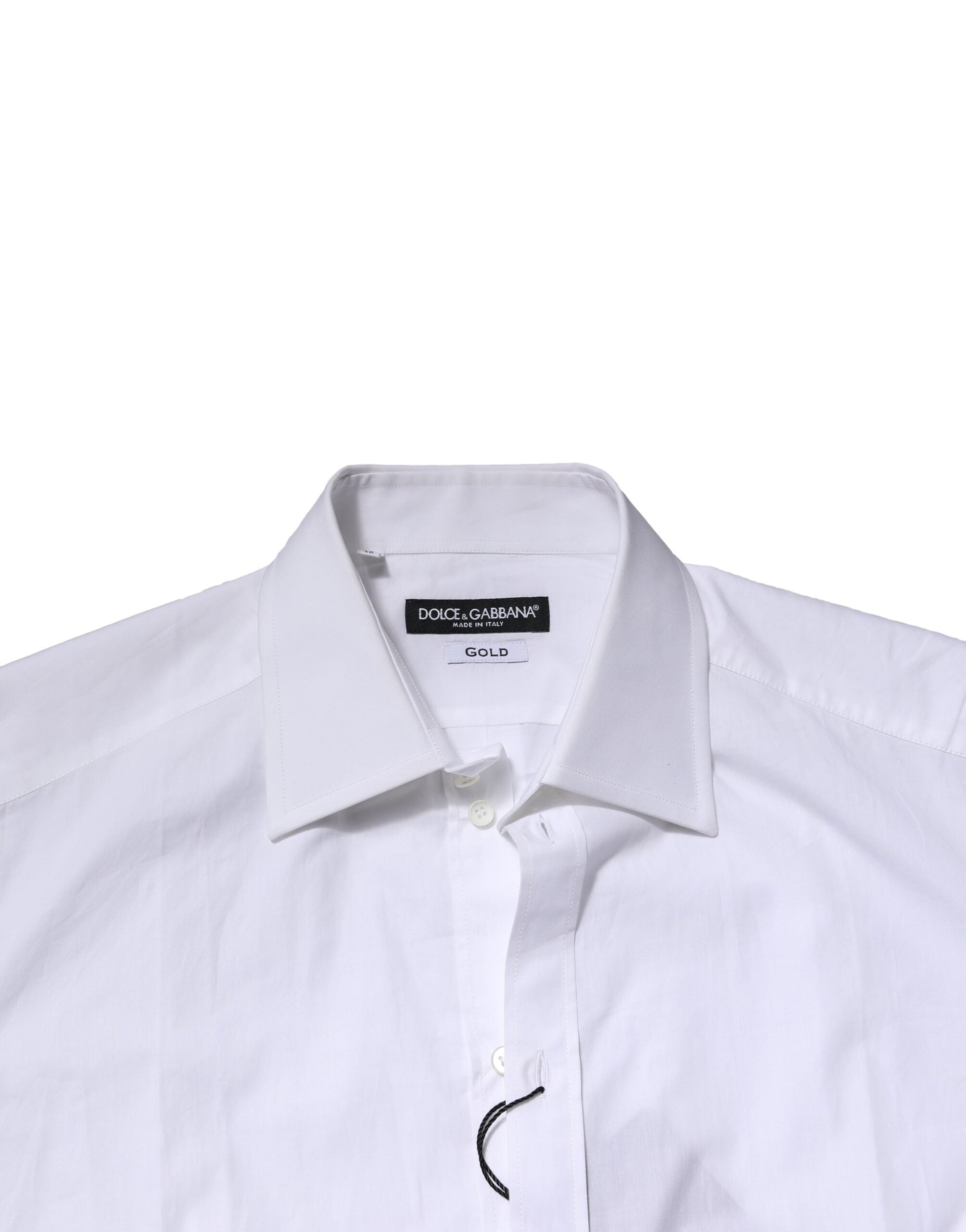 Dolce & Gabbana - White Cotton GOLD Long Sleeves Formal Shirt