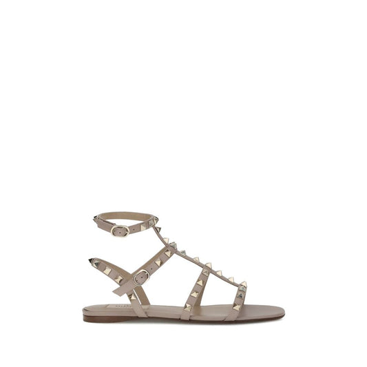 Valentino Garavani – Taupe Rockstud Flat Sandals