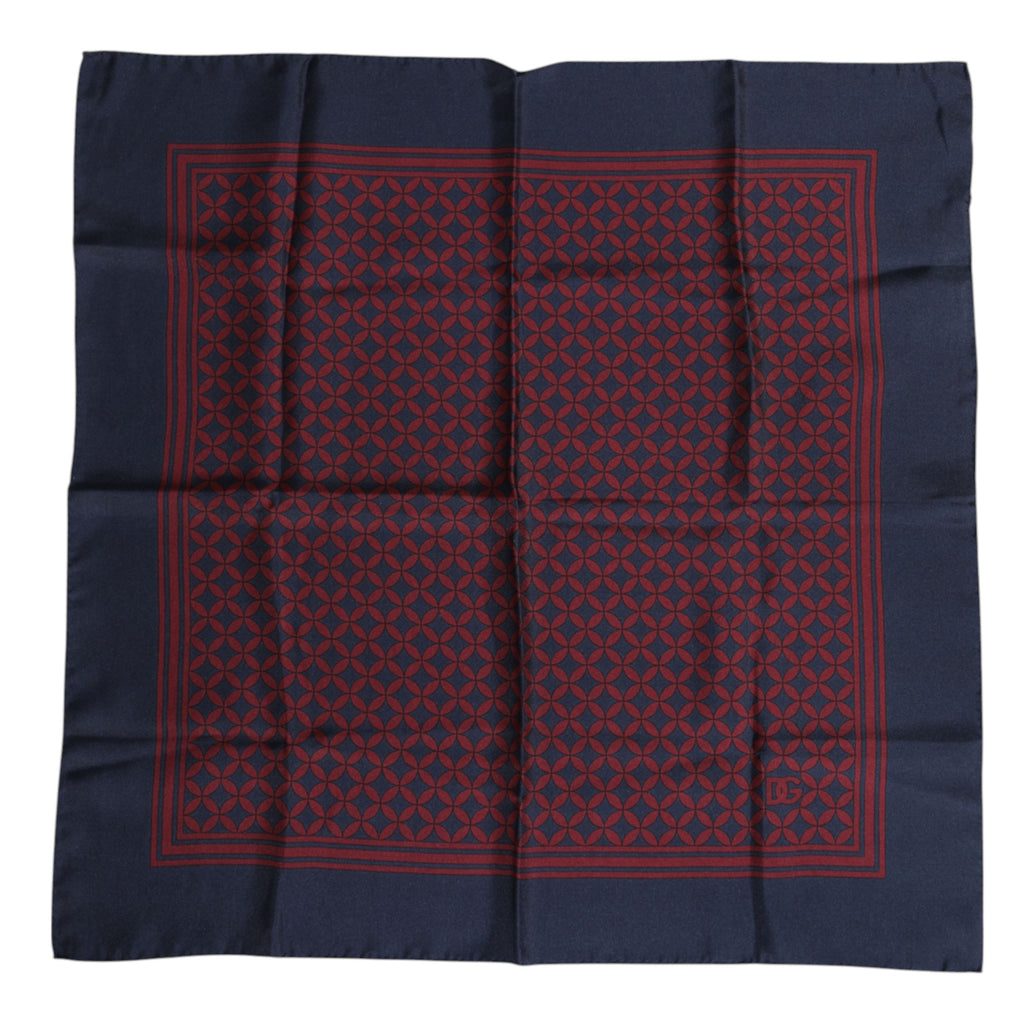 Dolce & Gabbana - Red Blue Printed Silk Square Men Foulard Scarf