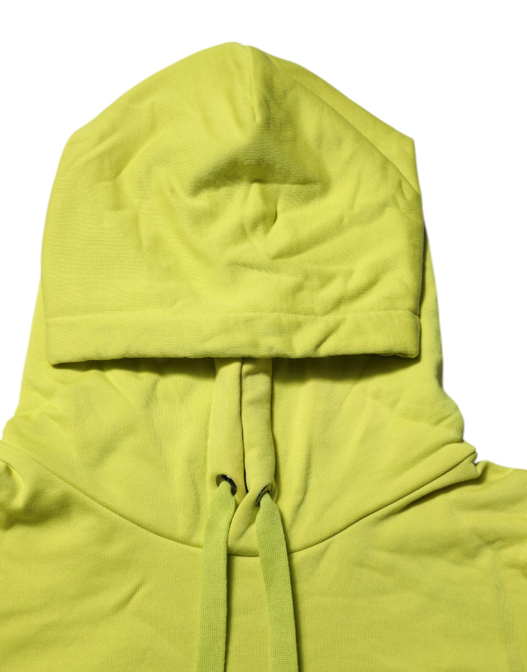 Dolce & Gabbana - Green Cotton Hooded Logo Sweatshirt Sweater