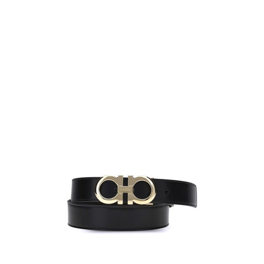 Salvatore Ferragamo – Black Gancini Leather Belt