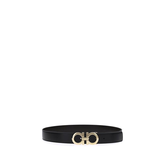 Salvatore Ferragamo – Black Gancini Leather Belt