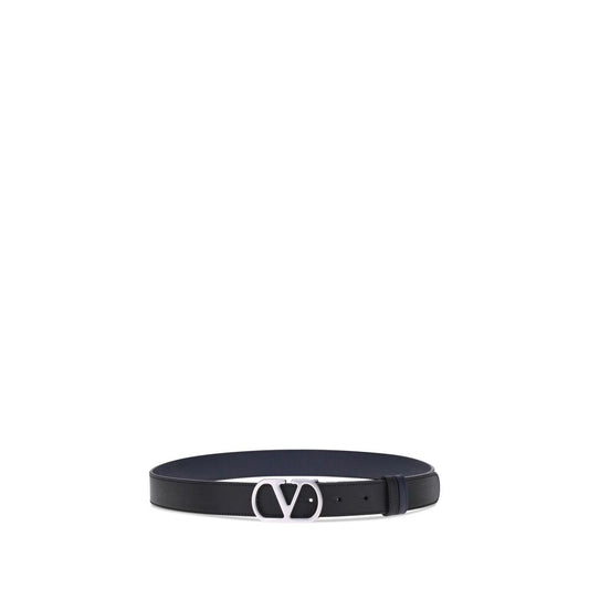 Valentino Garavani – VLogo Reversible Belt in Black & Silver
