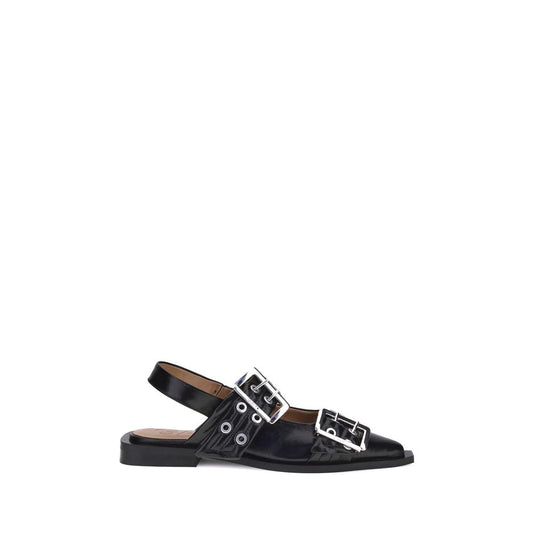Ganni – Black Strappy Ballerinas