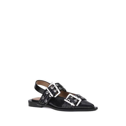 Ganni – Black Strappy Ballerinas