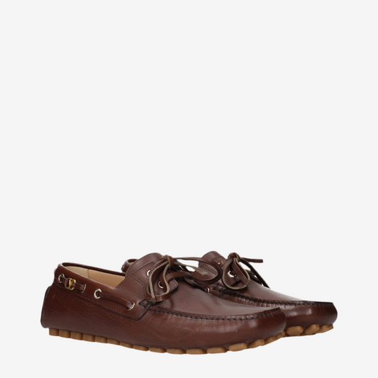 Valentino Garavani – Brown Leather Slip-On Loafers