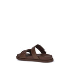 Fendi – Brown Leather Logoed Sandals