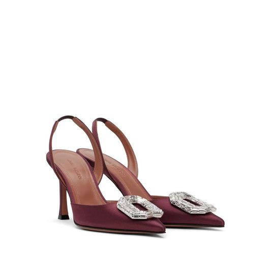 Amina Muaddi – Camelia 90 Satin Slingback Pumps
