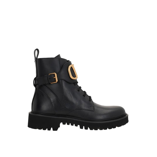 Valentino Garavani – Black VLogo Lace-Up Ankle Boots