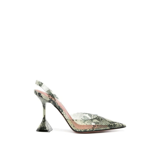 Amina Muaddi – Holli Glass 95mm Snakeskin Pumps