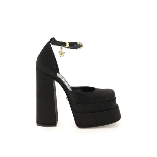 Versace – Black Satin Platform Pumps