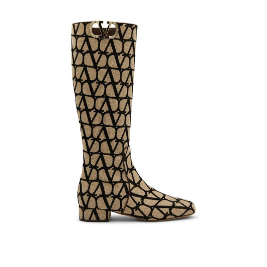 Valentino Garavani – Canvas Logo Knee-High Boots