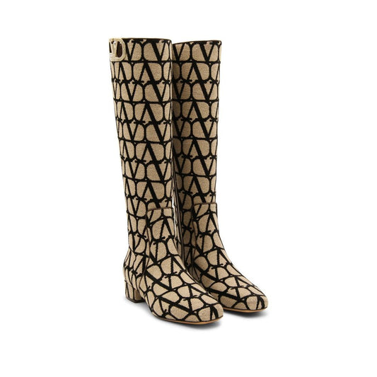 Valentino Garavani – Canvas Logo Knee-High Boots