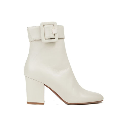 Sergio Rossi – White Buckled Leather Ankle Boots