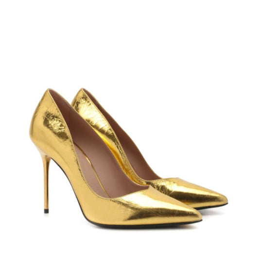 Balmain – Metallic Leather Pumps